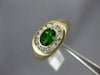 ESTATE 1.25CT DIAMOND & AAA GREEN GARNET 14KT YELLOW GOLD OVAL CLASSIC MENS RING