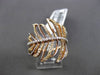 ESTATE WIDE .67CT FANCY YELLOW & WHITE DIAMOND 18KT ROSE GOLD 3D LEAF RING CUTE!