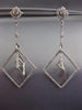 ESTATE WIDE 1.52CT DIAMOND 14K WHITE GOLD SQUARE GEOMETRICAL CHANDELIER EARRINGS