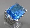 ESTATE MASSIVE 32.69CT DIAMOND & AAA BLUE TOPAZ 14KT WHITE GOLD 3D NEW YORK RING