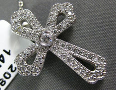 ANTIQUE .75CT DIAMOND 14K WHITE GOLD 3D FILIGREE MILGRAIN CROSS PENDANT #20835