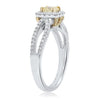 .93CT WHITE & FANCY YELLOW DIAMOND 18K 2 TONE GOLD HALO INFINITY ENGAGEMENT RING