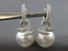 ESTATE LARGE 1.6CT DIAMOND & AAA SOUTH SEA PEARL 18K WHITE GOLD HANGING EARRINGS