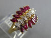 ESTATE 1.45CT ROUND MARQUISE DIAMOND & RUBY 14KT TWO TONE 3D GOLD BALLERINA RING