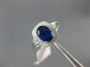 ESTATE WIDE 1.10CT DIAMOND & AAA SAPPHIRE 14K WHITE GOLD 3D HALO ENGAGEMENT RING