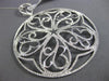 ESTATE EXTRA LARGE 2.30CT DIAMOND 14K WHITE GOLD 3D OPEN FILIGREE FLOWER PENDANT