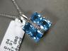 ESTATE LARGE 2.95CT DIAMOND & AAA BLUE TOPAZ 18KT WHITE GOLD 3D FILIGREE PENDANT