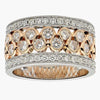 ESTATE WIDE 1.22CT DIAMOND 18K WHITE & ROSE GOLD MILGRAIN SWIRL ANNIVERSARY RING