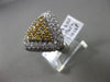 ESTATE WIDE 4.10CT DIAMOND & YELLOW SAPPHIRE 18KT WHITE GOLD 3D FILIGREE RING