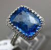 ESTATE 6.33CTW DIAMOND & AAA BLUE TOPAZ 14KT WHITE GOLD 3D FILIGREE HALO RING