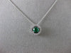 ESTATE .41CT DIAMOND & EMERALD 18KT WHITE GOLD CLASSIC HALO FLOATING PENDANT E/F