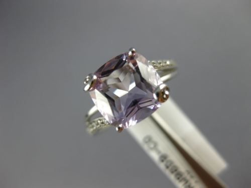 ESTATE 3.22CT DIAMOND & AAA AMETHYST 14KT WHITE GOLD CUSHION CUT SOLITAIRE RING