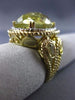 LARGE 12.12CT DIAMOND & GREEN AMETHYST 14KT YELLOW GOLD FILIGREE OVAL HALO RING