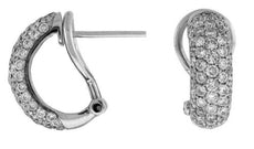 ESTATE WIDE 1.75CT DIAMOND 14KT WHITE GOLD 3D MULTI ROW SEMI HOOP PAVE EARRINGS