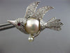 ESTATE .93CT DIAMOND AAA RUBY & SOUTH SEA PEARL 14KT WHITE GOLD BIRD BROOCH PIN