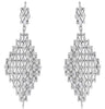 LARGE 12.05CT DIAMOND 18KT WHITE GOLD 3D GEOMETRICAL TEAR DROP HANGING EARRINGS