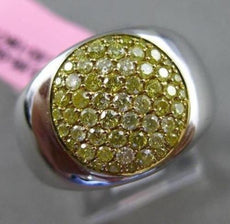 ESTATE WIDE .65CT YELLOW DIAMOND 18KT TWO TONE GOLD CIRCULAR PAVE FILIGREE RING