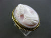 ANTIQUE LARGE 14KT YELLOW GOLD HANDCRAFTED LADY CAMEO FILIGREE ROPE RING