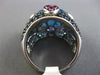 LARGE 17.86CT BLUE TOPAZ AAA SAPPHIRE & RUBY 18KT WHITE GOLD 3D MULTI HEART RING
