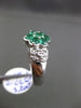 ESTATE WIDE .90CT DIAMOND & AAA COLOMBIAN EMERALD PLATINUM 3D FLOWER RING