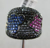 ESTATE 2.85CT BLACK DIAMOND & AAA MULTI COLOR SAPPHIRE 18KT GOLD BUTTERFLY RING