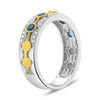 ESTATE .46CT DIAMOND & AAA SAPPHIRE 14K 2 TONE GOLD 3D FILIGREE ANNIVERSARY RING