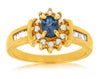 ESTATE .65CT DIAMOND & AAA TANZANITE 14KT WHITE GOLD 3D OVAL FLOWER PROMISE RING