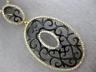 ESTATE LARGE .60CT DIAMOND 18K YELLOW & BLACK GOLD 3D OVAL OPEN FILIGREE PENDANT