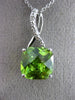 ESTATE 3.62CT DIAMOND & PERIDOT 14KT WHITE GOLD SQUARE INFINITY FLOATING PENDANT