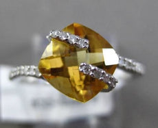 ESTATE 2.64CT DIAMOND & YELLOW TOPAZ 14KT WHITE GOLD 3D FLOATING ENGAGEMENT RING