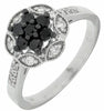 .51CT WHITE & BLACK DIAMOND 14K WHITE GOLD CLUSTER FLOWER FILIGREE MILGRAIN RING