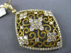 ESTATE EXTRA LARGE 2.29CT DIAMOND 14KT YELLOW GOLD FLOWER HEART FILIGREE PENDANT