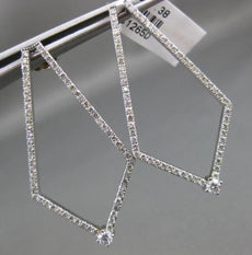 ESTATE LARGE 1.38CT DIAMOND 14KT WHITE GOLD PENTAGON SOLITAIRE HANGING EARRINGS
