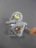 ESTATE LARGE 1.91CTW WHITE & YELLOW DIAMOND 18KT TWO TONE GOLD 3D COCKTAIL RING