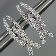 ESTATE .31CT ROUND DIAMOND 18KT WHITE GOLD CLASSIC CRISS CROSS HANGING EARRINGS