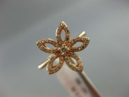 ESTATE .26CT ROUND DIAMOND 18KT ROSE GOLD 3D HANDCRAFTED FLOWER ROPE FUN RING