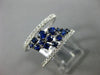 ESTATE WIDE .98CT DIAMOND & AAA SAPPHIRE 14K WHITE GOLD CLUSTER ANNIVERSARY RING