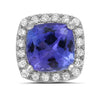 ESTATE 2.18CT DIAMOND & AAA TANZANITE 14KT WHITE GOLD DOUBLE HALO OVAL EARRINGS
