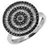 ESTATE .60CT WHITE & BLACK DIAMOND 14KT WHITE GOLD MULTI ROW FLOWER FUN RING