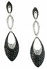 2.0CT WHITE & BLACK DIAMOND 14K WHITE GOLD 3D TEAR DROP JOURNEY HANGING EARRINGS