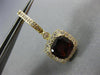 ESTATE LARGE 6.18CT DIAMOND & AAA GARNET 14KT YELLOW GOLD HALO HANGING EARRINGS