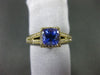 ESTATE 1.55CT DIAMOND & AAA TANZANITE 14KT WHITE GOLD 3D HALO ENGAGEMENT RING