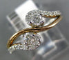 ESTATE .36CT DIAMOND 14KT WHITE & ROSE GOLD 2 STONE CRISS CROSS SWIRL LOVE RING