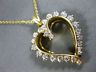 ESTATE LARGE 1.25CT DIAMOND 14K YELLOW GOLD 3D CLASSIC OPEN HEART PENDANT #18518