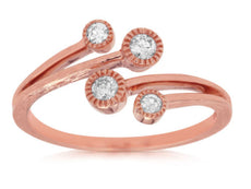 ESTATE .17CT DIAMOND 14KT ROSE GOLD 3D FOUR STONE CLASSIC CRISS CROSS LOVE RING