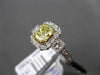 ESTATE GIA 1.82CT WHITE & FANCY YELLOW DIAMOND 18K 2 TONE GOLD 3D ENGAGMENT RING