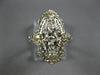 ANTIQUE WIDE .36CT OLD MINE DIAMOND 14KT WHITE GOLD 3D OPEN FILIGREE OVAL RING