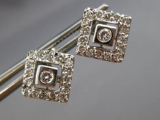 ESTATE .51CT DIAMOND 14KT WHITE GOLD 3D SQUARE CLUSTER HALO STUD EARRINGS #19054