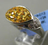 ESTATE WIDE 3.98CT DIAMOND & YELLOW SAPPHIRE 18K WHITE GOLD 3D DOUBLE HEART RING