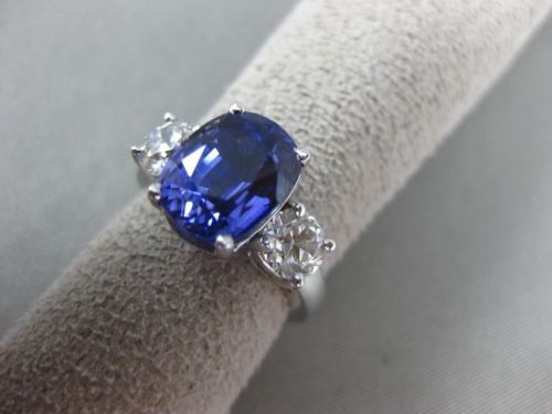 ESTATE LARGE 1.90CT DIAMOND & AAA SAPPHIRE 18KT WHITE GOLD ROUND ENGAGEMENT RING